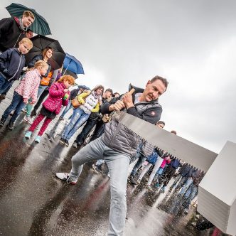 Voller Einsatz bei der Häuslebauerchallenge während der Erlebnismesse Hausbau der DFH. (Foto: DFH)